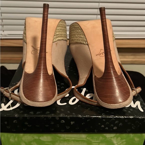 Sam Edelman Novato Sand Canvas Peep Toe Slingback Platform Pump - Picture 3 of 6